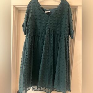 Elegant Forest Green Textured Women's Dress-NWT